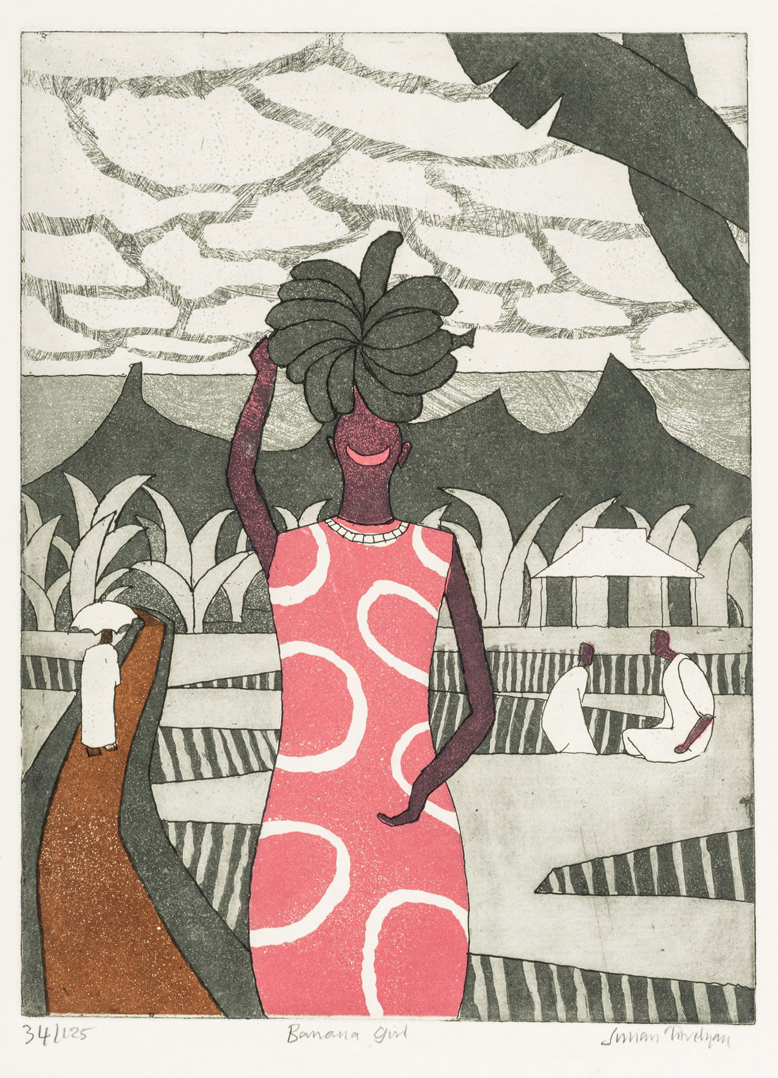 Julian Trevelyan (British, 1910-1988) Etching with Aquatint on Paper, "Banana Girl", H 18.75" W (1 of 11)