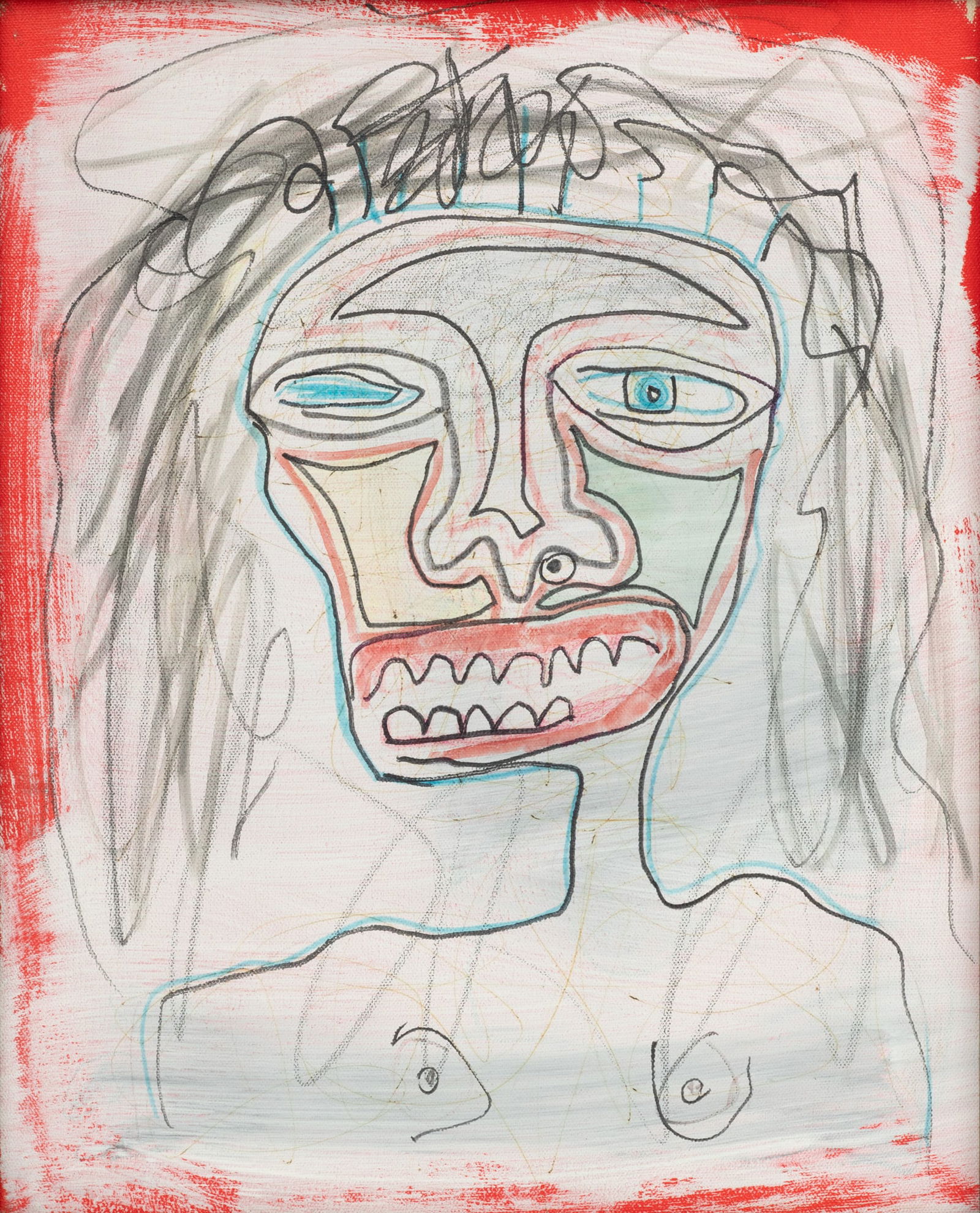 Jack Johnson (American/Detroit, B. 1955) Oil on Canvas, 2007, "Waiting", H 20" W 16": Jack Johnson (American/Detroit, B. 1955) Oil on Canvas, 2007, "Waiting", H 20" W 16" | Signed, titled and dated on the verso. Abstract portrait of a woman. Frame dimensions: H 23.25", W 19.25". Jack J