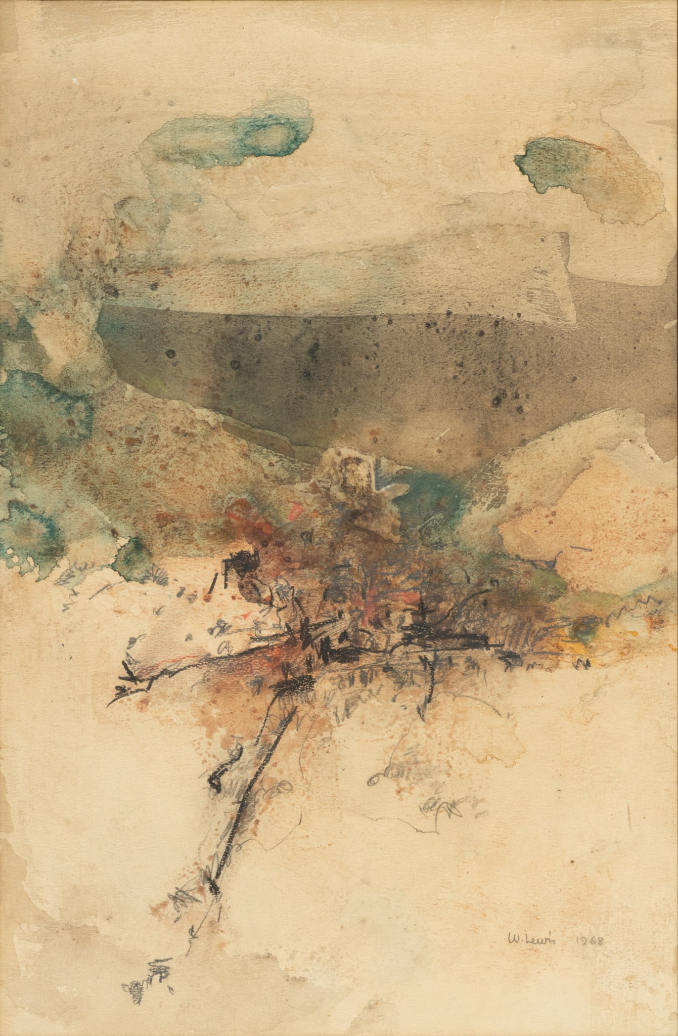 William Arthur Lewis (American/Detroit, 1918-2020) Mixed Media on Paper, 1968, "Mountain State", H (1 of 4)