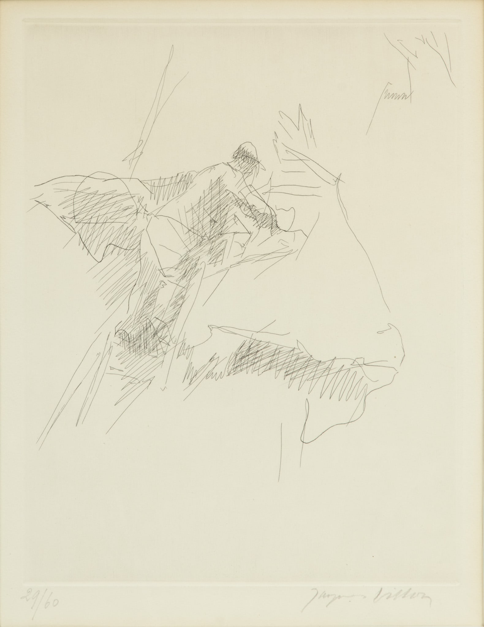Jacques Villon (French, 1875-1963) Etching on Paper, Ca. Mid 20th C., "The Works, the Day", H 10.5" (1 of 6)
