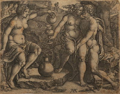 Allaert Claesz (Dutch, 1508-1555) After Lucas Van Leyden Engraving on Laid Paper "Loth Et Ses: Allaert Claesz (Dutch, 1508-1555) After Lucas Van Leyden Engraving on Laid Paper "Loth Et Ses Filles", H 2.8" W 3.3" | After Lucas Van Leyden. Provenance: Property from a Prints Collector, Grosse Poin