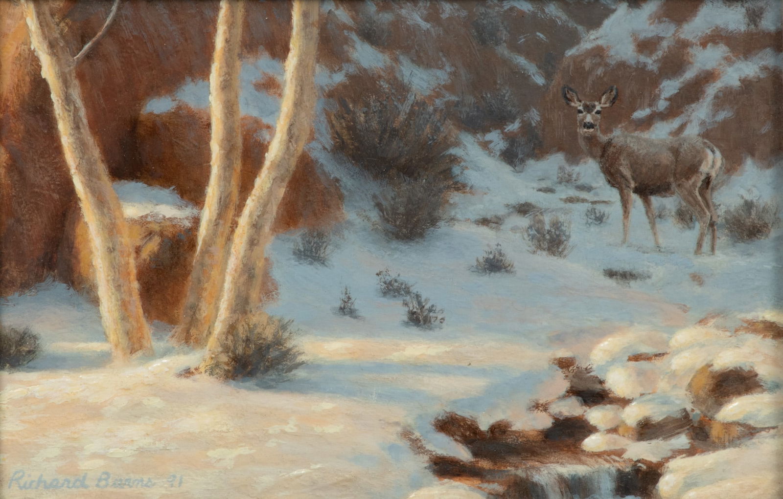 Richard Burns (American) Oil Painting Ca. 1991, "Soft Shadows", H 6" W 8.5" (1 of 4)