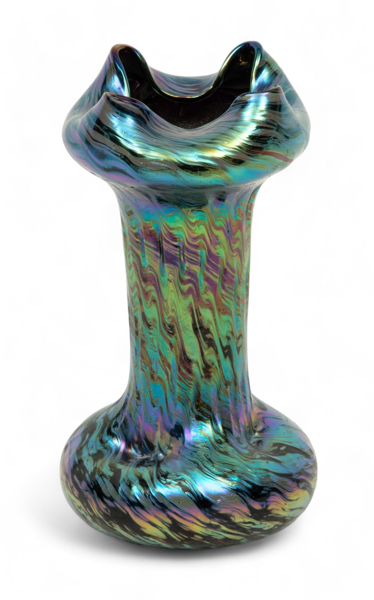 Attributed to Josef Rindskopf's Sohne (Co.) (Czechoslovakian) Art Nouveau Iridized Glass Vase, Ca. (1 of 5)