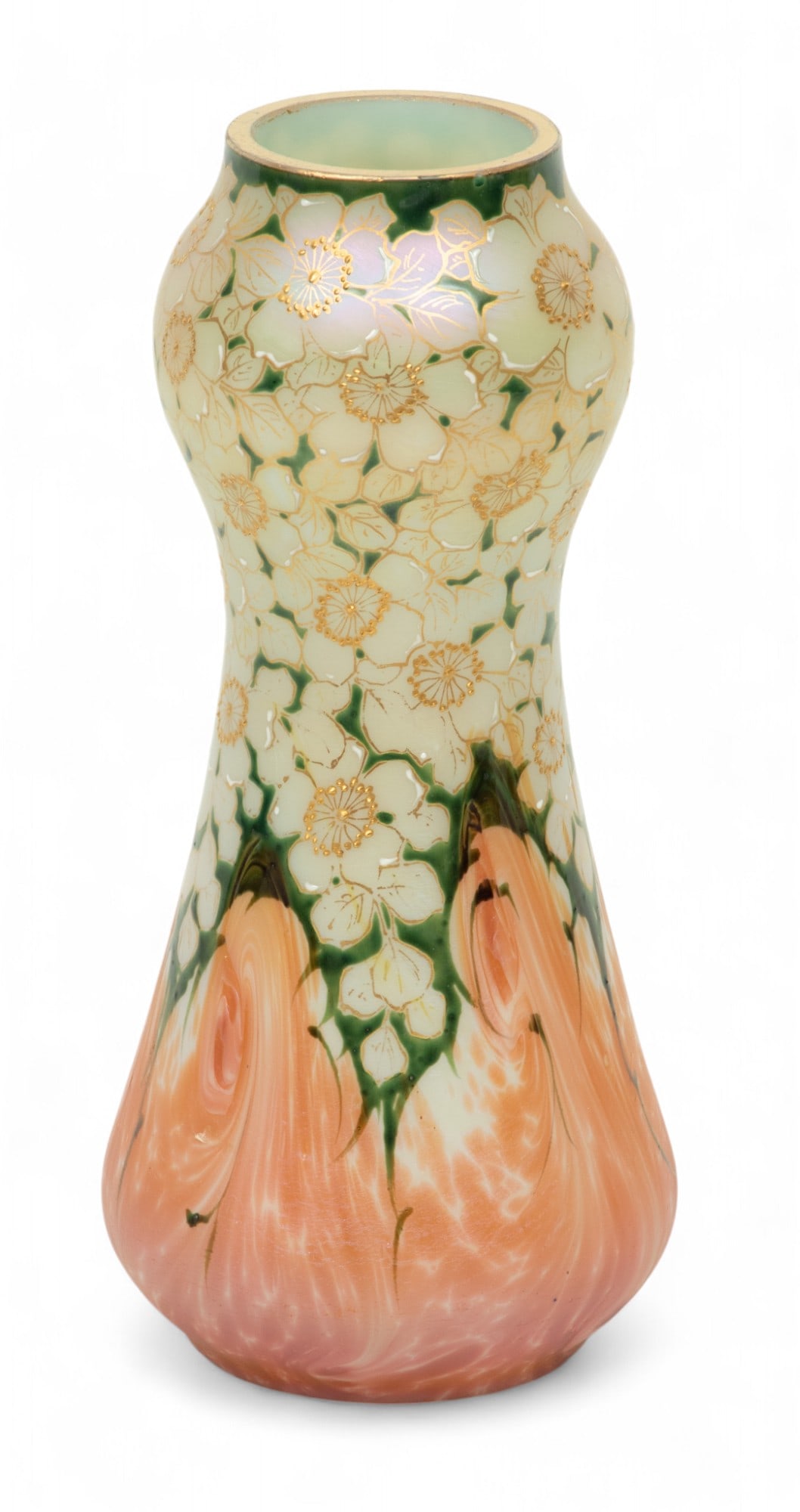 Ferdinand Von Poschinger (German) Jugendstil Enameled & Gilded Iridescent Glass Vase, Ca. 1900, H (1 of 5)