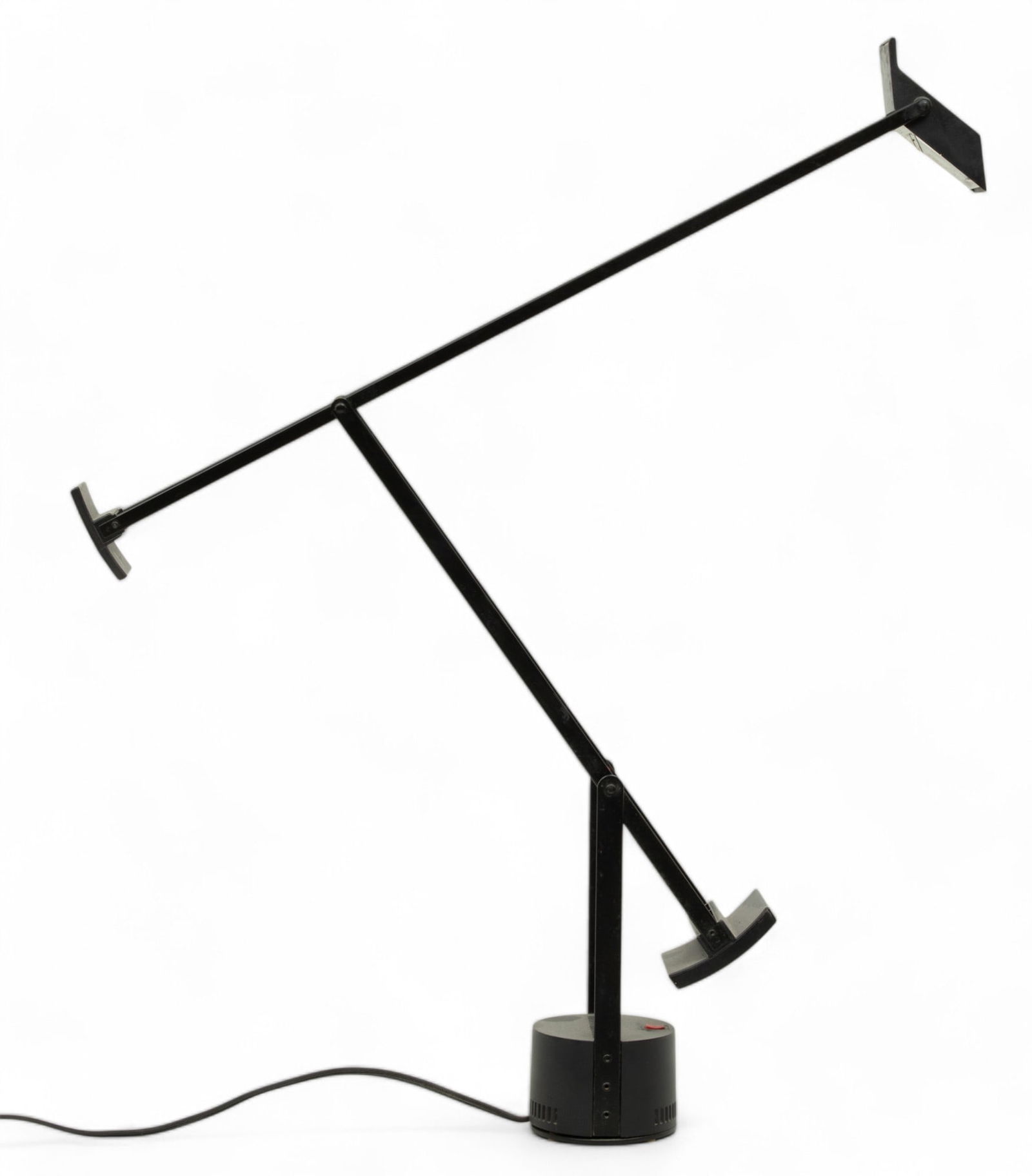 Richard Sapper (German, 1932-2015) for Artemide 'Tizio' Lamp H 11" L 42": Richard Sapper (German, 1932-2015) for Artemide 'Tizio' Lamp H 11" L 42" | Black plastic frame with two enameled metal counterweights. Rotates at the base. Artemide markings on the underside.
