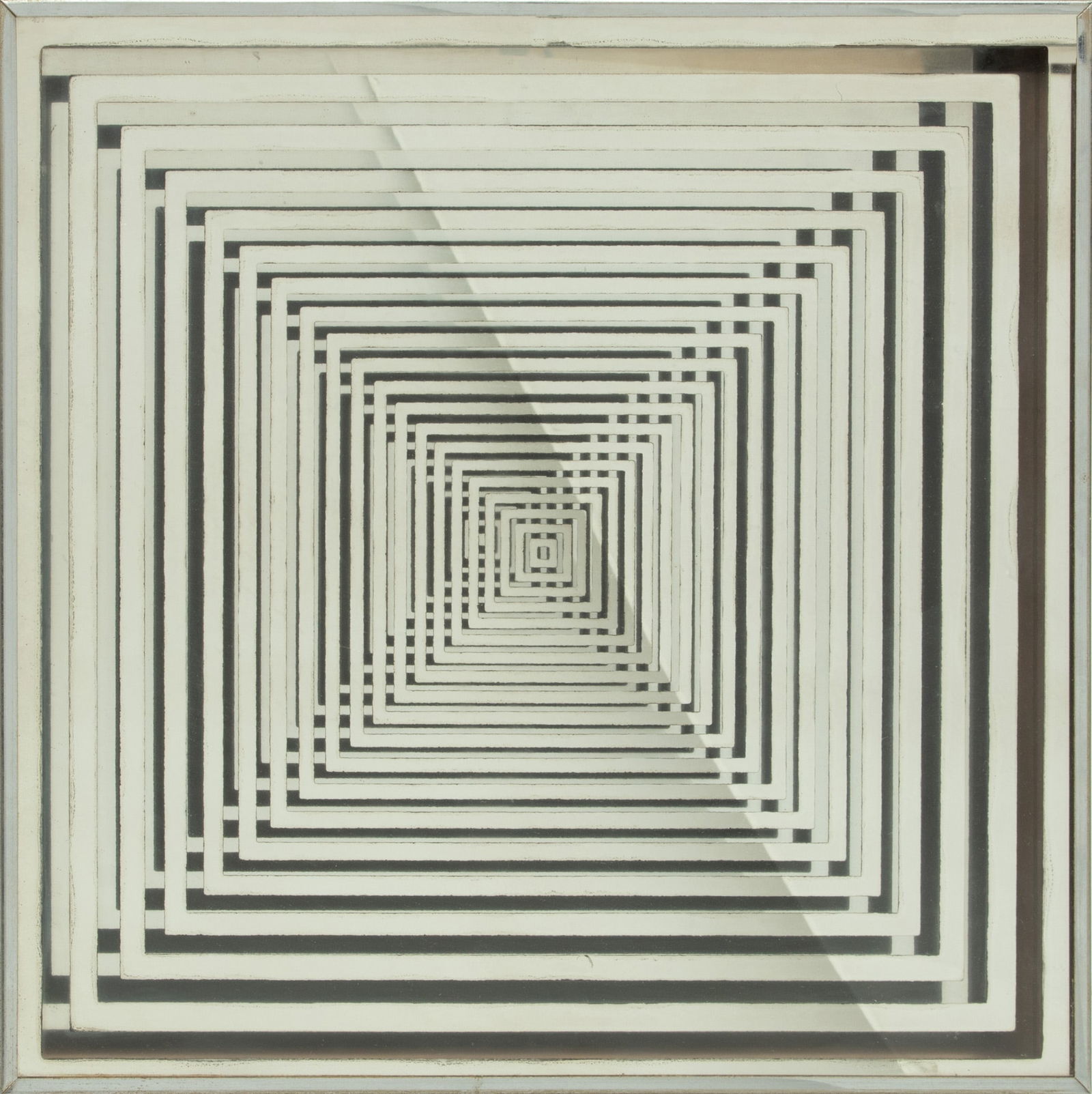 Op Art Mirrored Shadow Box Wall Art, Ca. 20th C., H 16.25" W 16.25" (1 of 2)