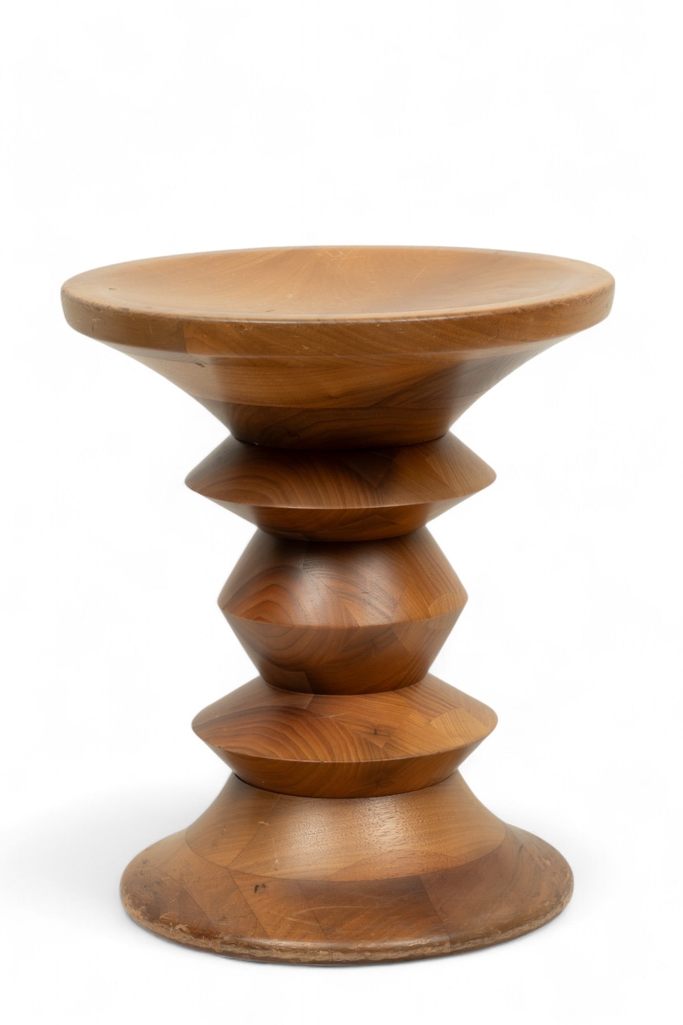 Charles And Ray Eames (American) Walnut Time Life Stool, Ca. 1960s, H 15" Dia. 13" (1 of 4)