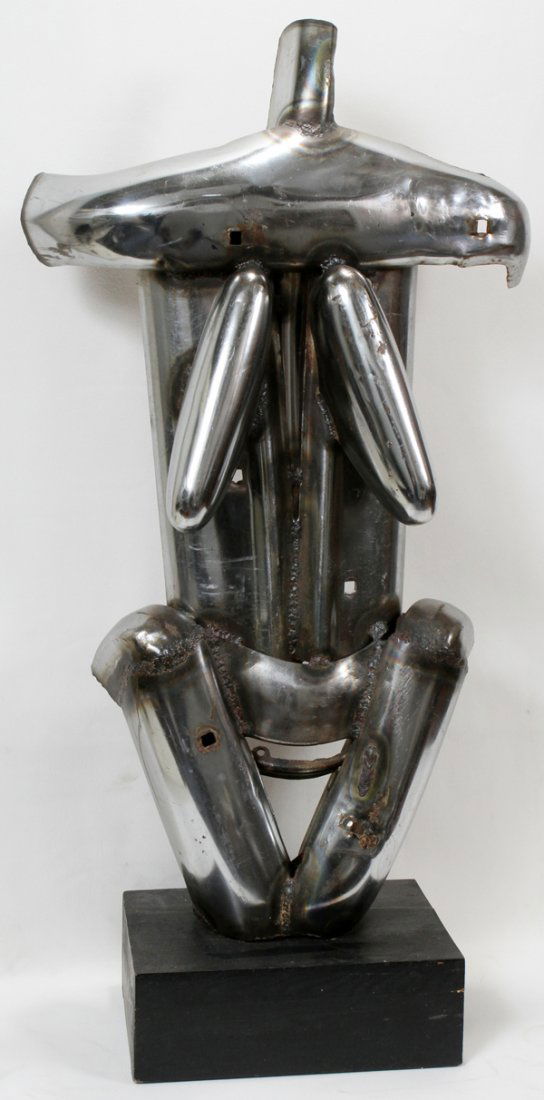 JOHN KEARNEY (AMERICAN B.), STEEL SCULPTURE: JOHN KEARNEY (AMERICAN B. 1924), STEEL SCULPTURE, H 42", W 24", D 10", "VENUS":Mounted on a wood block base (total H is 57"); unsigned.