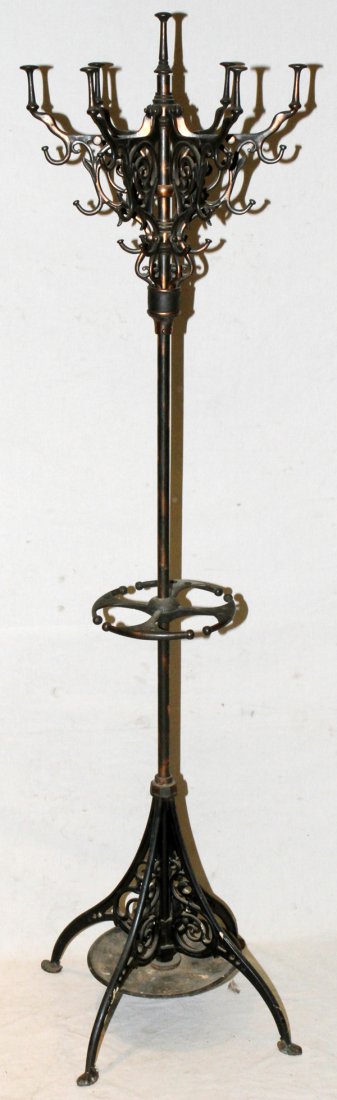 VICTORIAN CAST IRON COAT RACK, H 69": VICTORIAN CAST IRON COAT RACK, H 69":