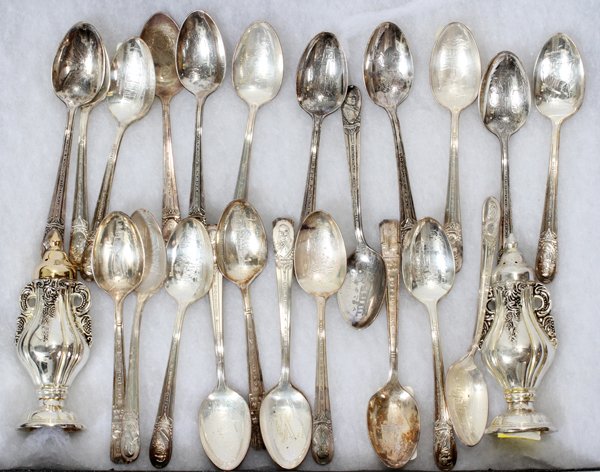 WORLD'S FAIR & PRESIDENTIAL SOUVENIR SPOONS: WORLD'S FAIR & PRESIDENTIAL SOUVENIR SPOONS ROGERS BROTHERS SILVERSMITH SILVER-PLATE, 25:WORLD'S FAIR and PRESIDENTIAL SOUVENIR SPOONS ROGERS BROTHERS SILVER- SMITH, Includes Cased Salt and Pepper Sha