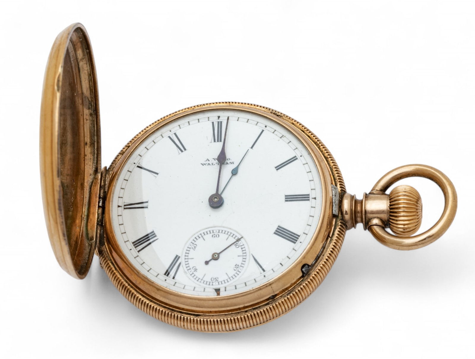 Waltham A.W. Watch Co. (American) F437 Gold Plate Pocket Watch Ca. 1900, Dia. 1.5" , SN: #2476690 (1 of 7)