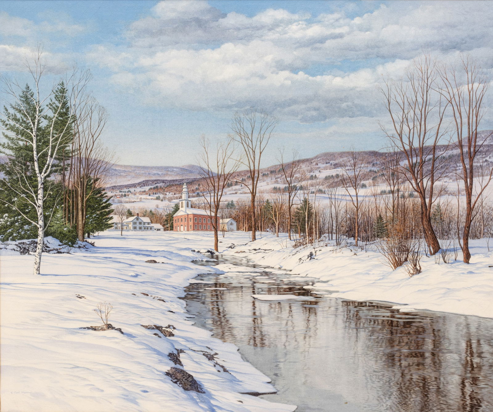 Carl Wuermer (American, 1900-1981) Oil on Canvas, "No. 296 Winter Solitude", H 30" W 36" (1 of 11)