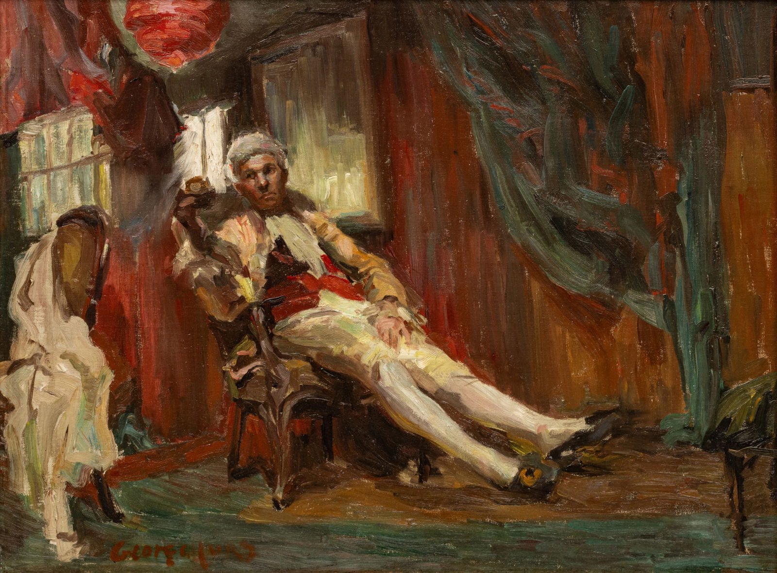 American School Oil on Canvas, "Portrait of an Actor", H 18.25" W 24" (1 of 8)