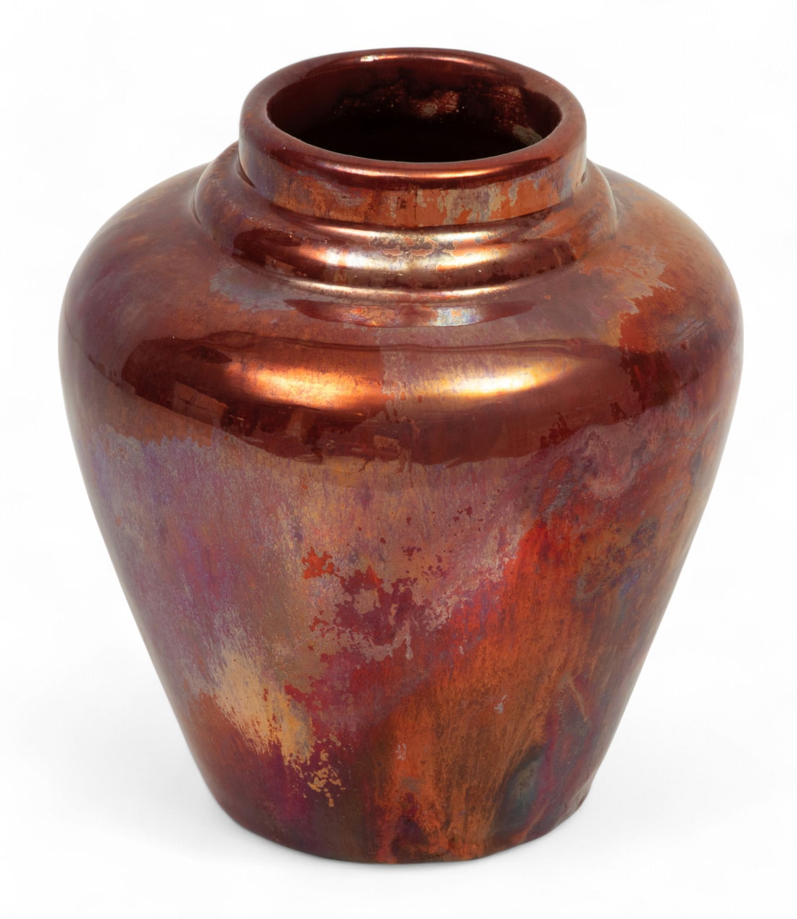 Ira & Ella Peters for Pewabic Pottery (Detroit) Pottery Vase, Ca. 1960, H 6" Dia. 5" (1 of 6)