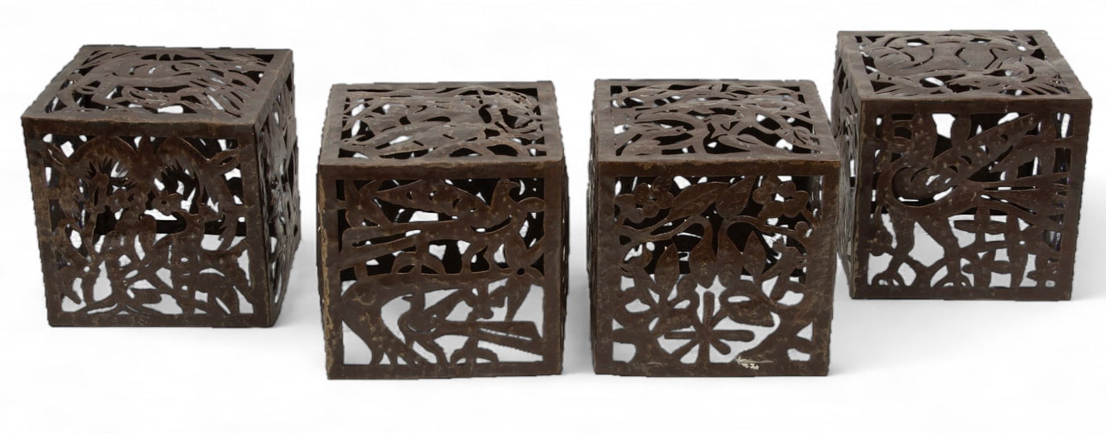 Jean Pierre Bernard (Haitian) Steel Cut Cubes H 15" W 15" Depth 15" 4 pcs (1 of 4)