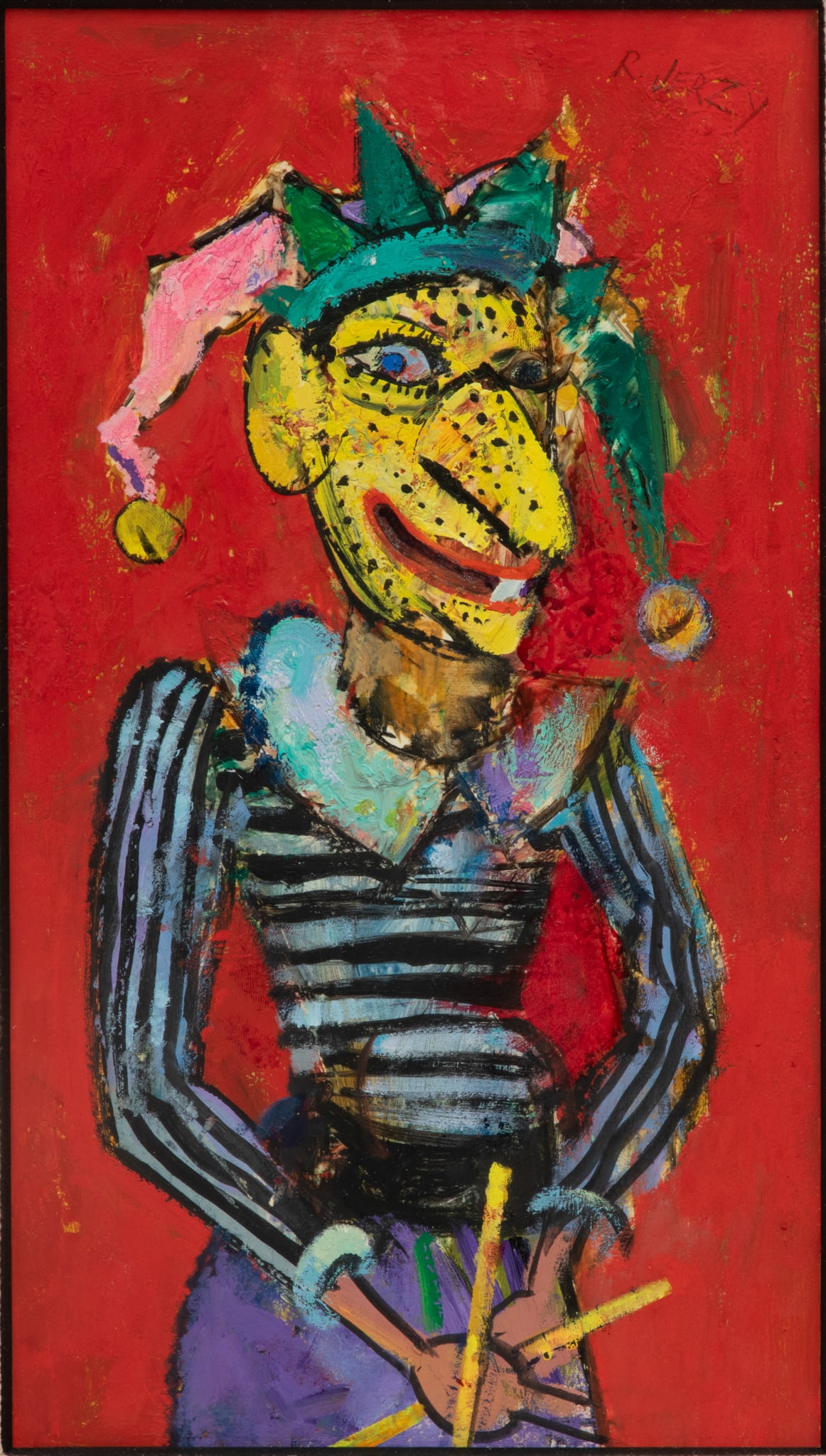 Richard Jerzy (American, 1943-2001) Acrylic on Paper, "Indonesian Puppet", H 15" W 9" (1 of 5)