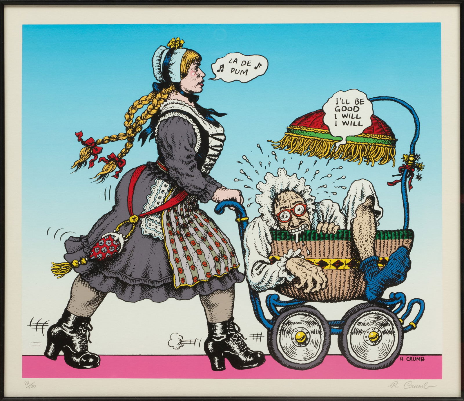 Robert Crumb (American, B. 1943) Silkscreen on BFK Rives Paper Ca. 1990, I'll Be Good, I Will, I (1 of 7)