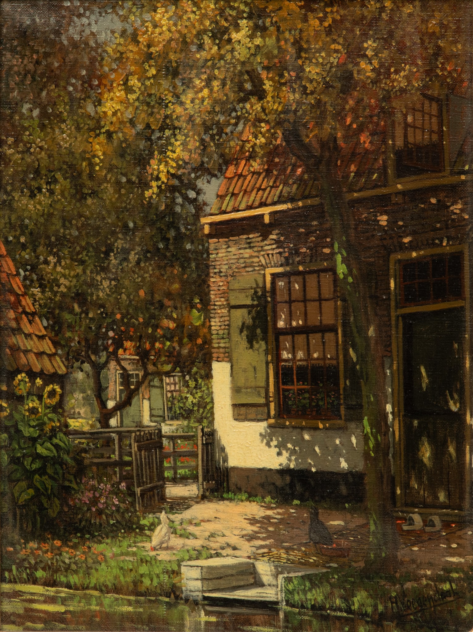 Hendrik Veenendaal (Dutch, 1889-1972) Oil on Canvas, Ca. Mid 20th C., "Farmhouse", H 16" W 12" (1 of 5)