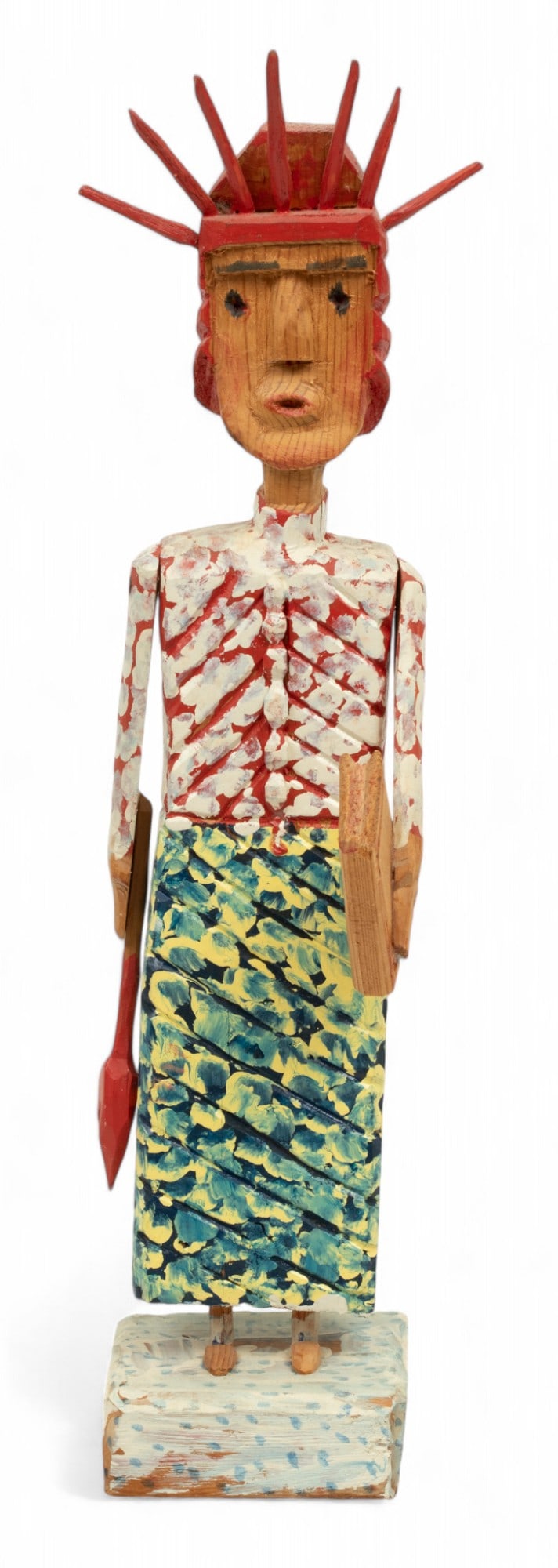 Carl McKenzie (American, 1905-1998) Folk Art Painted Wood Assemblage, "Lady Liberty", H 20.5" W (1 of 4)