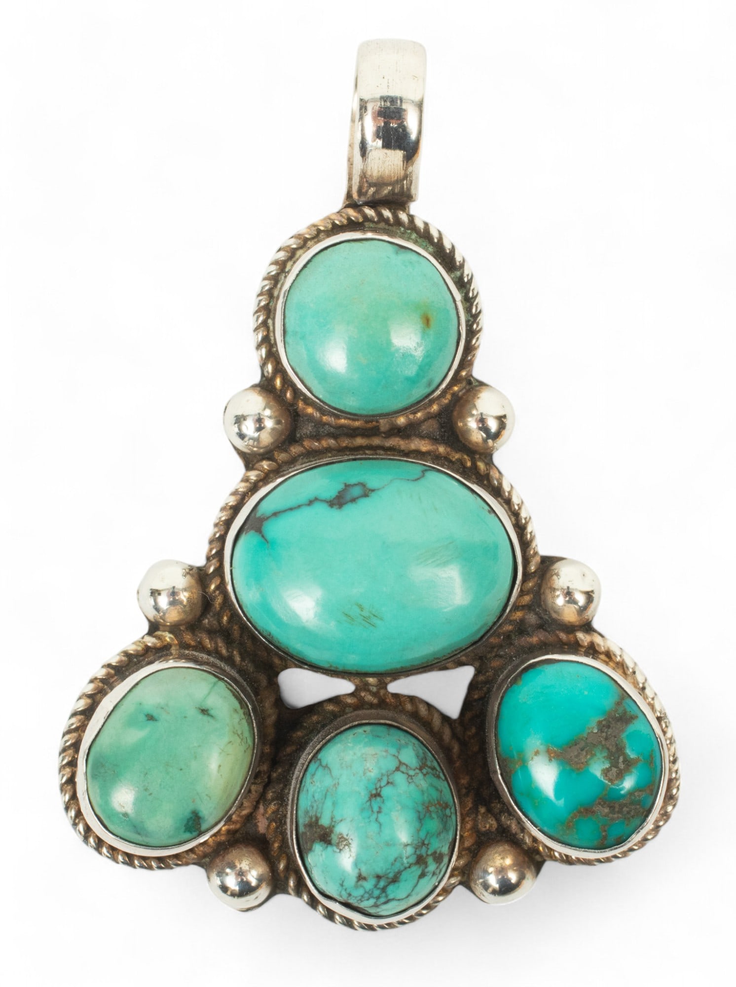 Zuni Turquoise And 925 Silver Pendant, H 1.5" 24g (1 of 4)