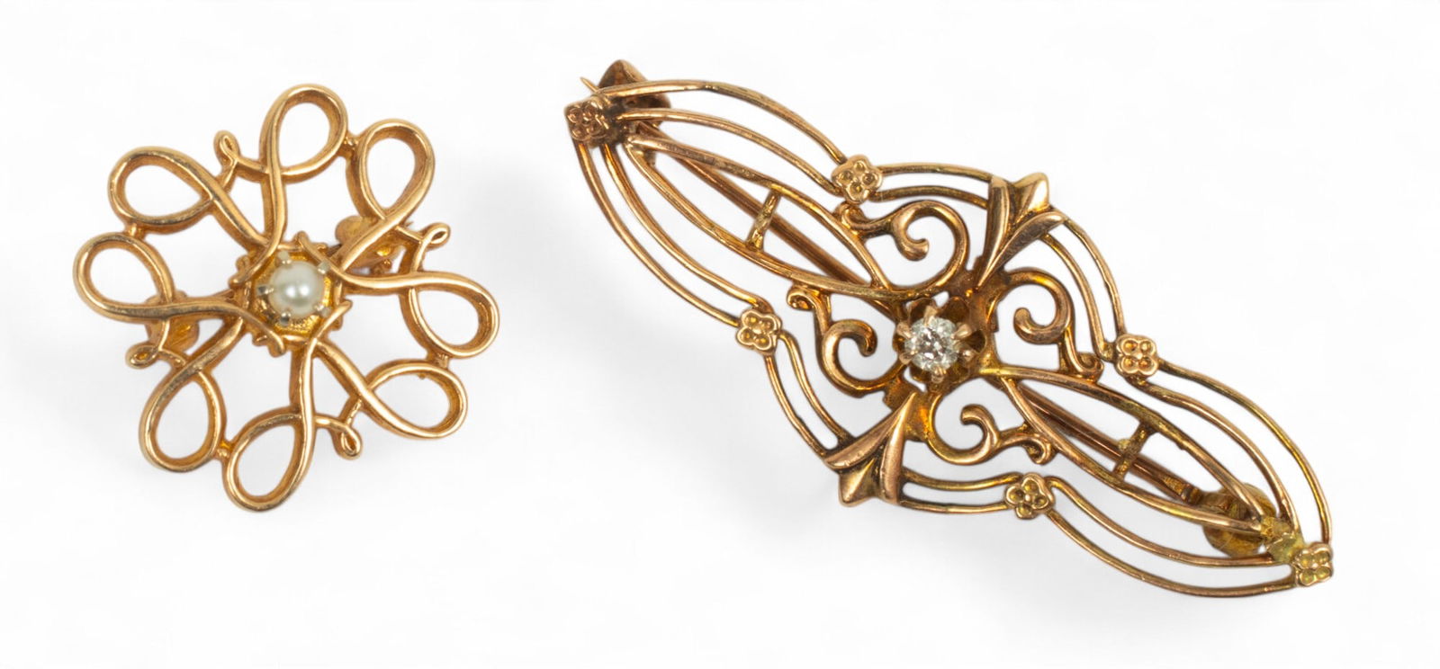 Victorian 10k Yellow Gold Pins, H 0.5" W 1.25" 3g 2 pcs (1 of 4)