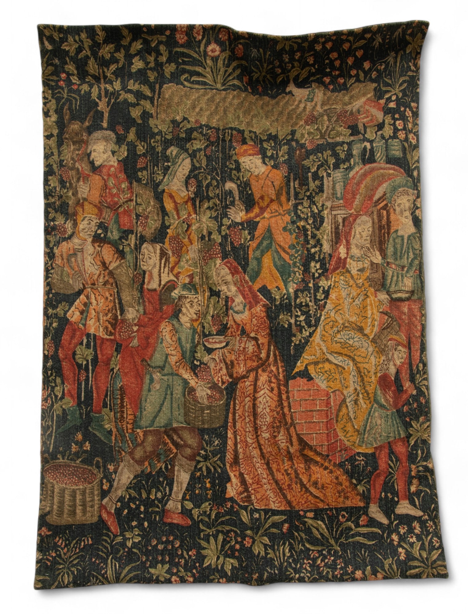 After 16th Century Belgian Tapestry, "The Harvest," Ca. 1980, H 50" W 36" (1 of 4)