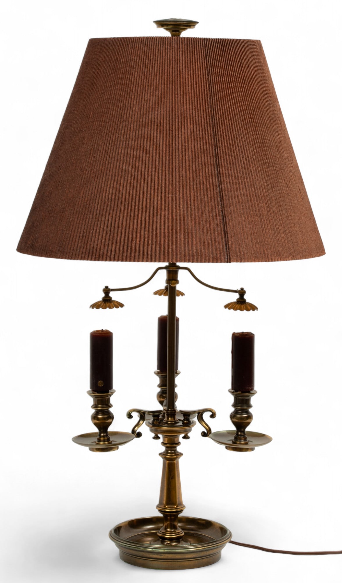 Stiffel (American) Brass Three-Light Bouillotte Lamp, Ca. Mid 20th C., H 31" Dia. 18" (1 of 5)