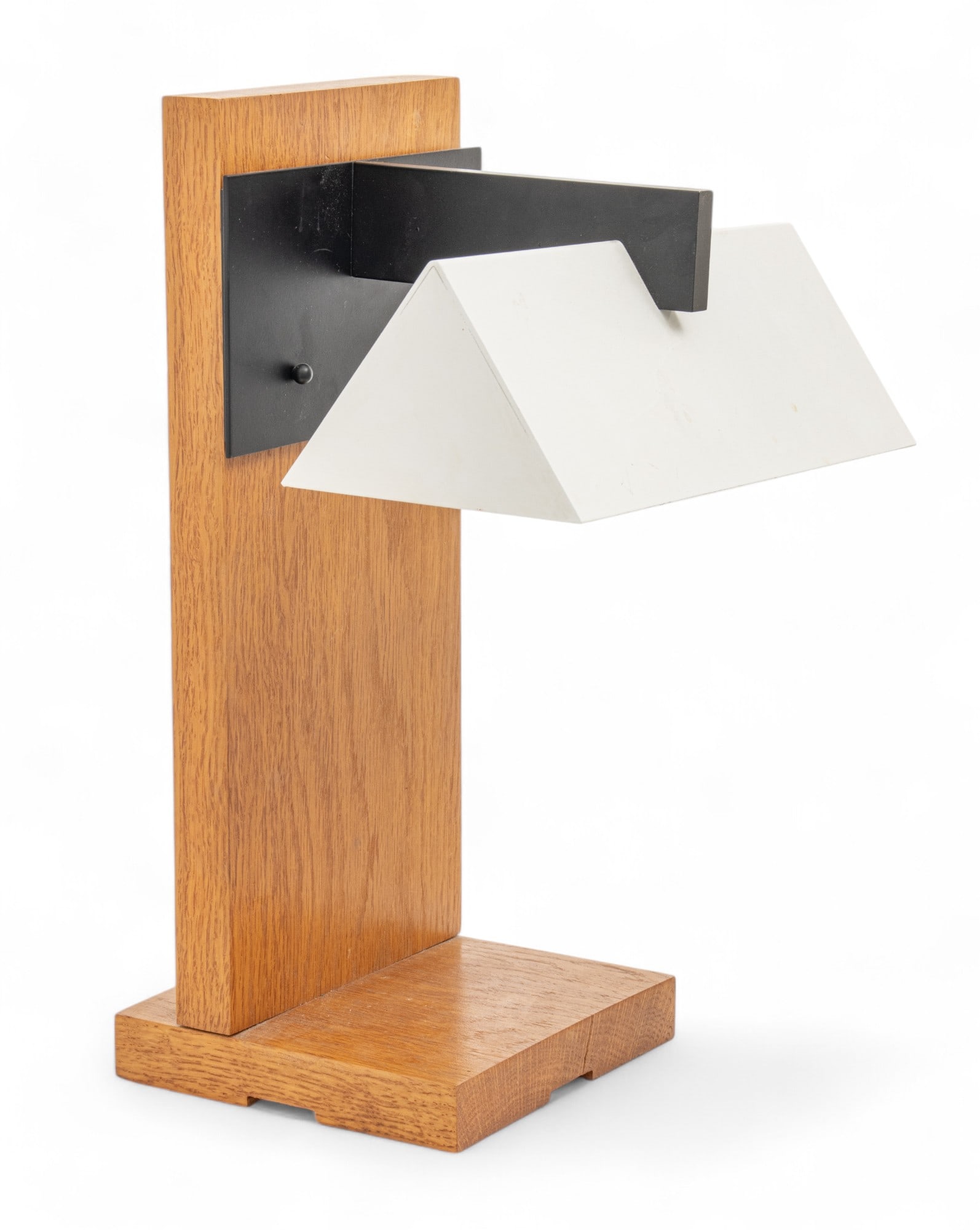 Enameled Aluminium And Wood Table Lamp Ca. 20th C., H 17.75" W 12" Depth 11" (1 of 6)