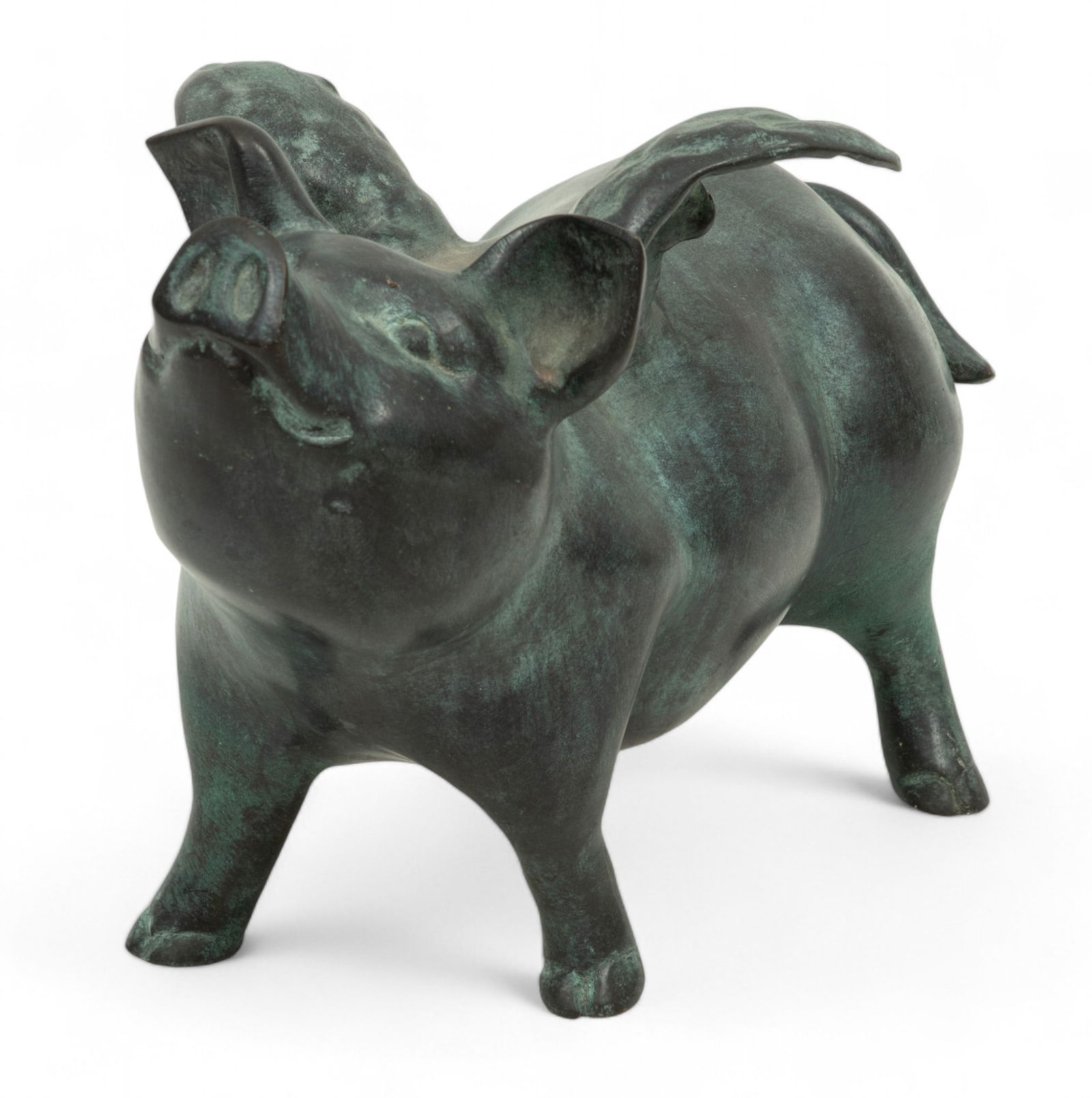 Attributed to Maitland-Smith (British) Bronze Sculpture, Pig with Wings, H 8" W 7" Depth 13" (1 of 6)