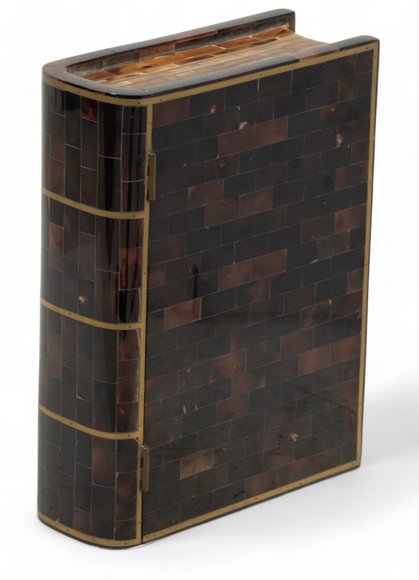 Maitland-Smith (British) Burnt Coral Mosaic Book Form Box, H 3" W 9.75" Depth 7.5" (1 of 5)