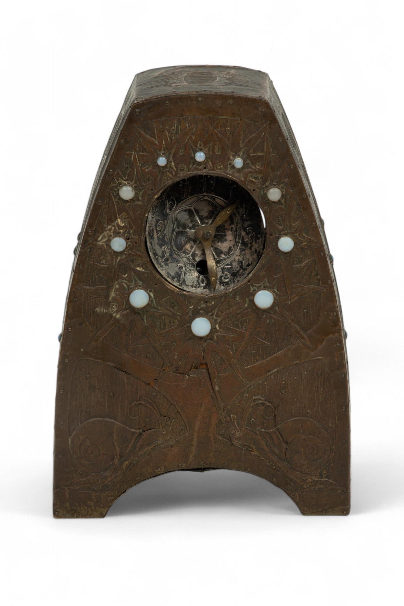 In the Manner of Alfred Louis Daguet (French, 1875-1942) Hammered Copper-Clad Clock H 10.75" W 7.5" (1 of 5)