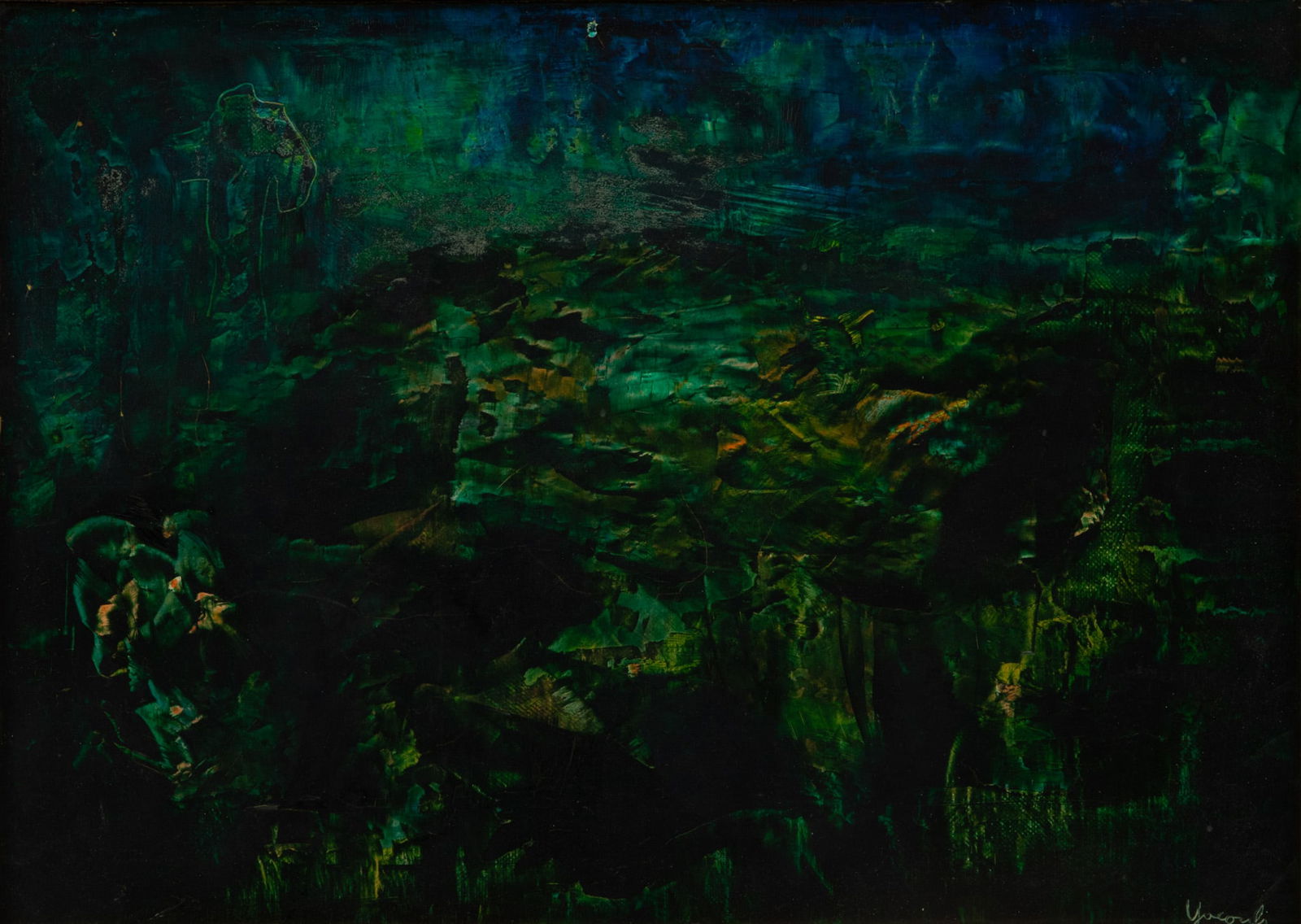 Ahmed Ben Driss El Yacoubi (Moroccan, 1928-1985) Mixed Media on Canvas, 1967, a Dreaming Man's Dream (1 of 4)