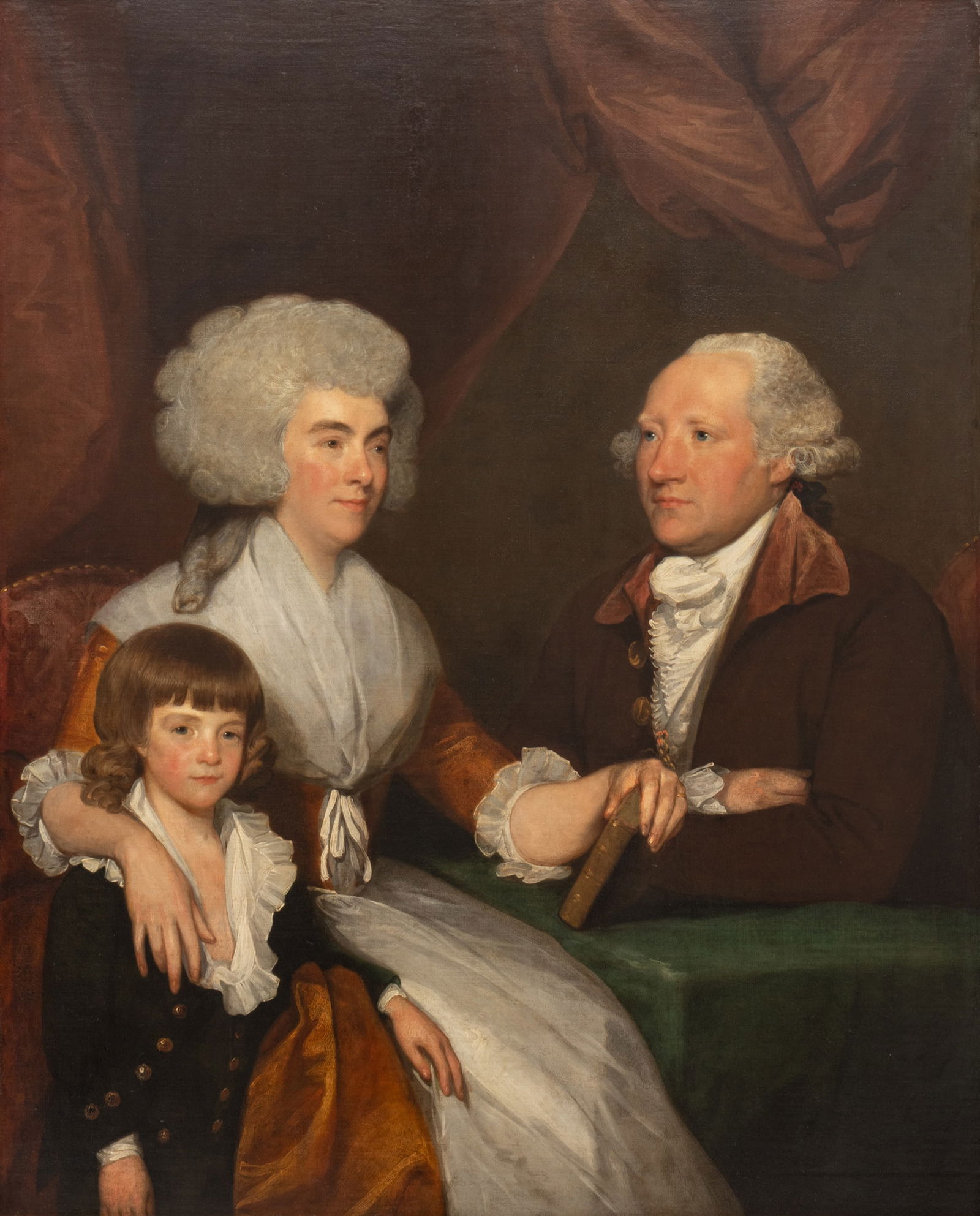 In the Manner of Gilbert Stuart (American, 1755-1828) Oil on Canvas, Ca. Late 18th C., Jeremiah: In the Manner of Gilbert Stuart (American, 1755-1828) Oil on Canvas, Ca. Late 18th C., Jeremiah D'Olier, H 50" W 40" | Jeremiah D'Olier, with His Wife And His Son Isaac. Unsigned. Jeremiah D'Olier (17