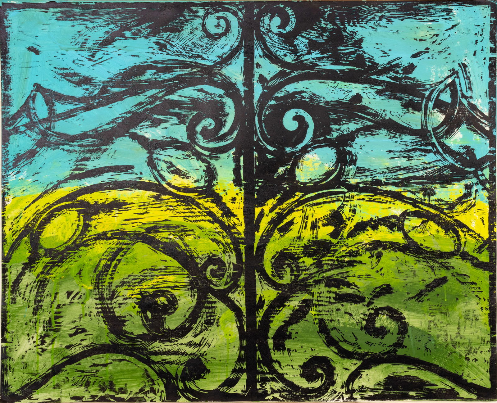 Jim Dine (American, B. 1935) Woodcut with Hand Coloring on Wove Paper, 1983, "The First Wood Gate", (1 of 8)