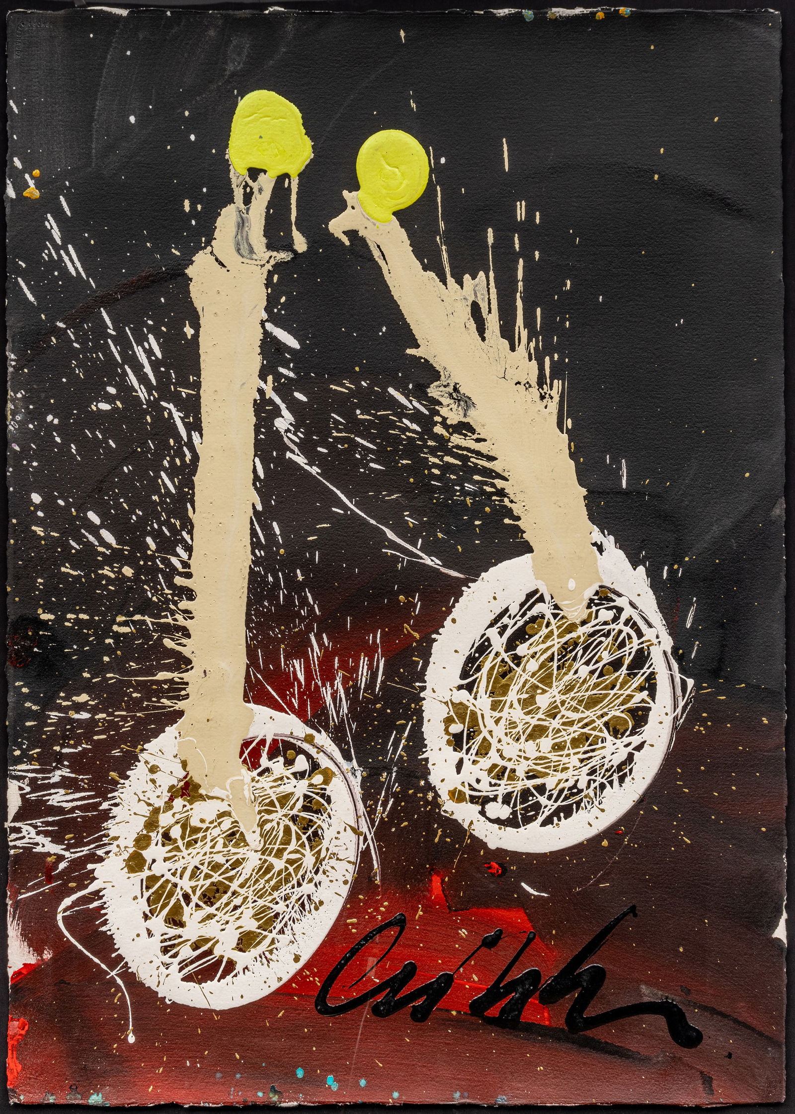 Dale Chihuly (American, B. 1941) Acrylic And Metallic Paint on Paper, 1998, "Ikebana Drawing", H 42" (1 of 9)