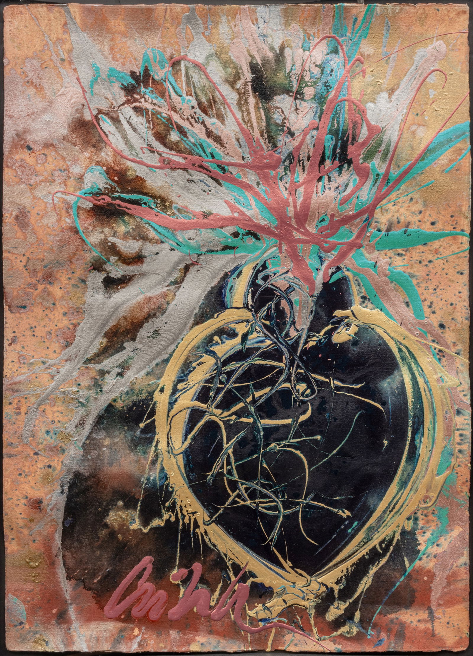 Dale Chihuly (American, B. 1941) Watercolor, Acrylic And Metallic Paint on Paper, "Untitled (1 of 9)