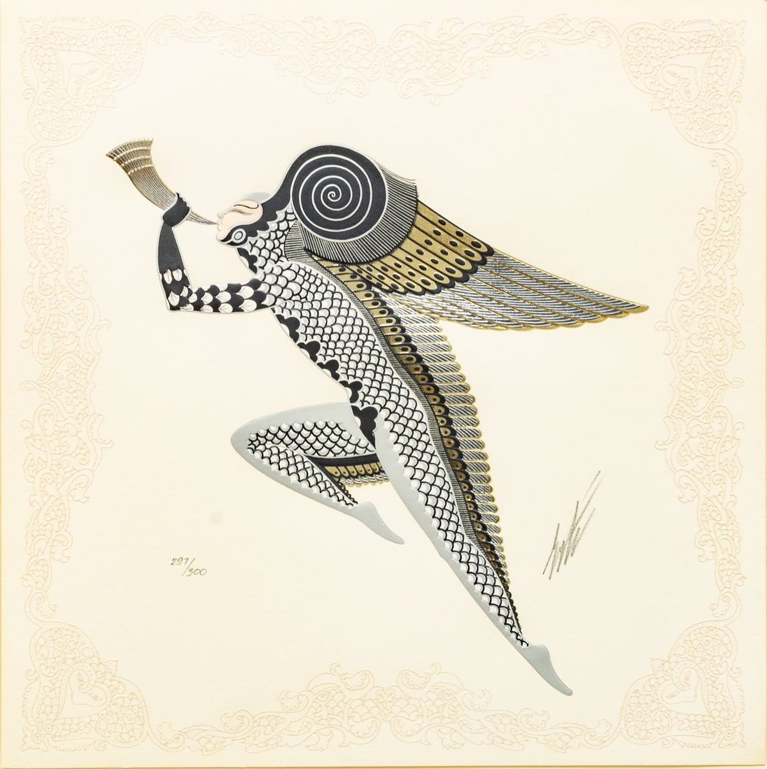 Erte (French, 1892-1990) Serigraph on Paper "Zephyr", H 12.25" W 12.25" (1 of 7)