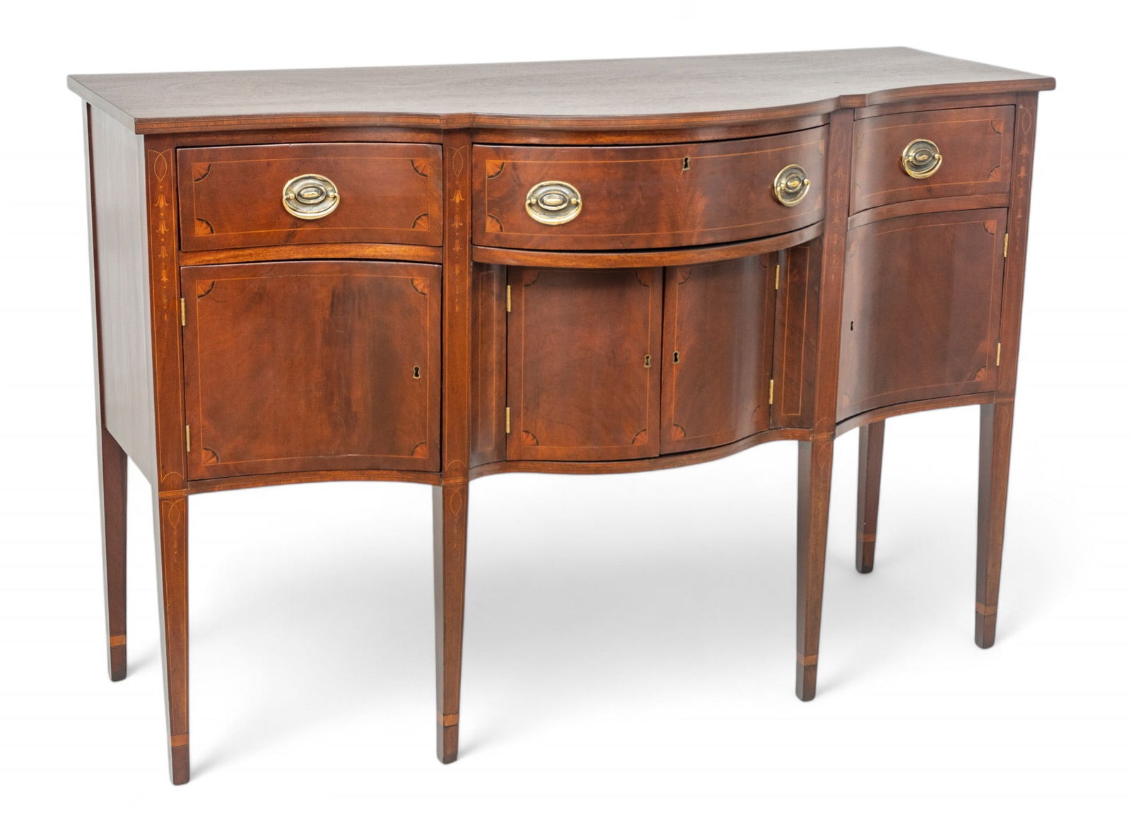 English Hepplewhite Inlaid Mahogany Sideboard, Ca. 1800, H 39.5" W 59.5" Depth 25.5" (1 of 11)
