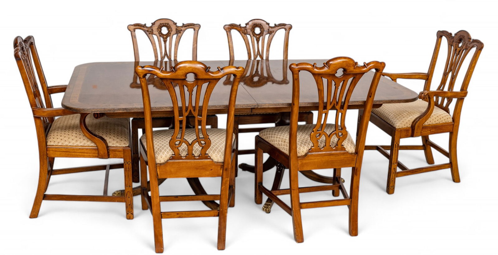 Mahogany Dining Room Table And Eight Chairs H 29" W 46" L 74" (1 of 17)