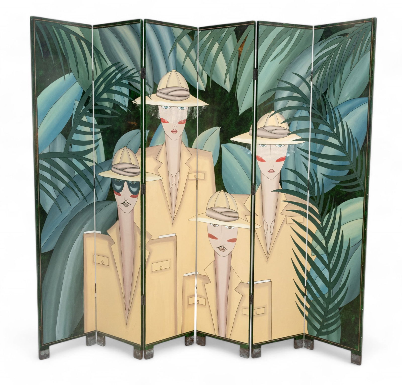 Margaret Daole Art Deco Six-Panel Screen, H 84" W 96" (1 of 9)
