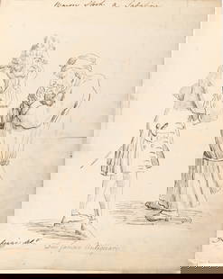 After Pier Leone Ghezzi (Italian, 1674-1755) Ink Drawing on Paper, Ca. Late 18th/Early 19th C., "Due: After Pier Leone Ghezzi (Italian, 1674-1755) Ink Drawing on Paper, Ca. Late 18th/Early 19th C., "Due Famosi Antiquari", H 12.75" W 10.25" | Monogrammed LMM in the lower right. Ghezzi del. in the lower