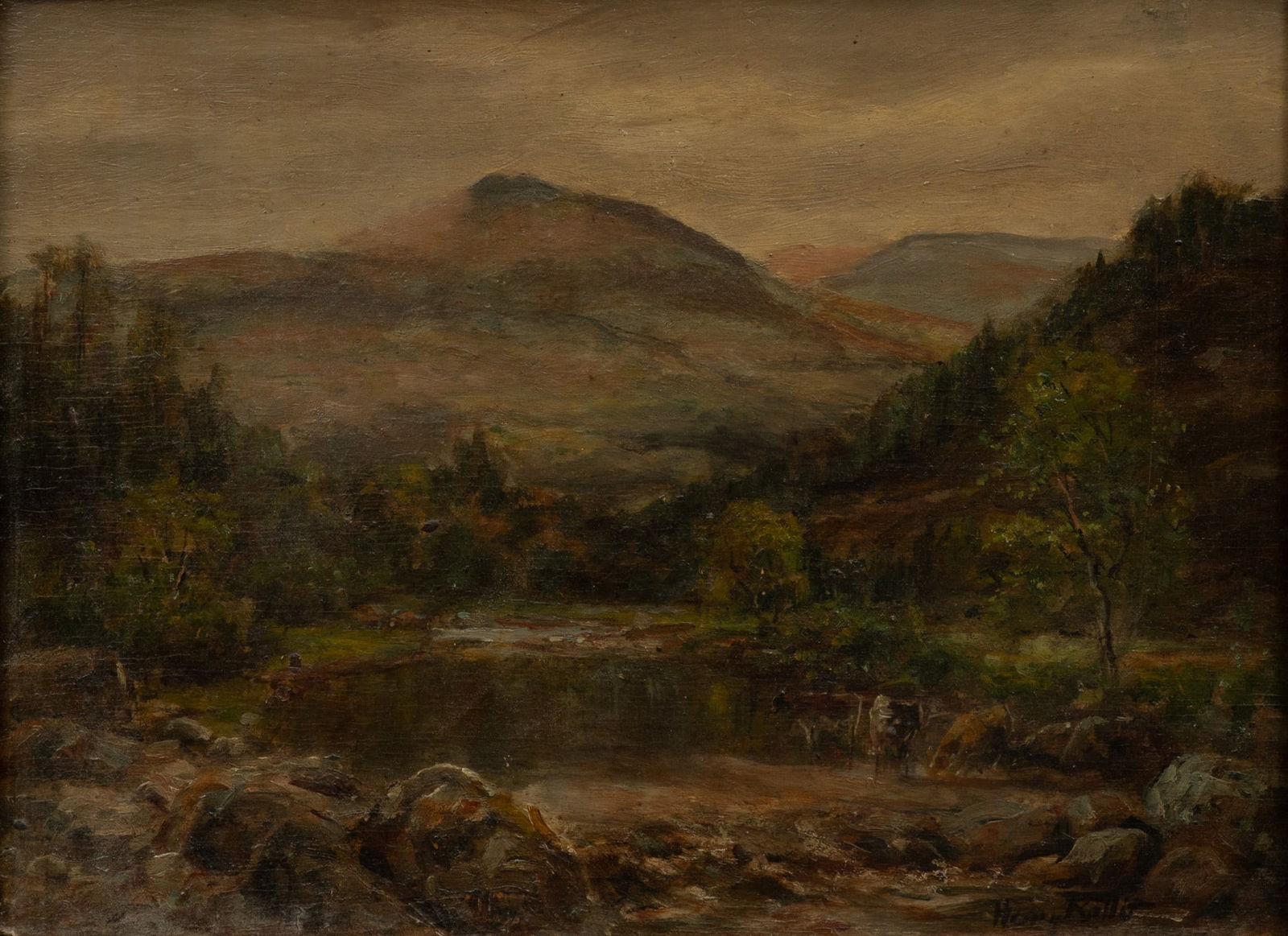 Henry Rollit (British, 1881-1916) Oil on Wood Panel "Landscape", H 10.25" W 14" (1 of 5)