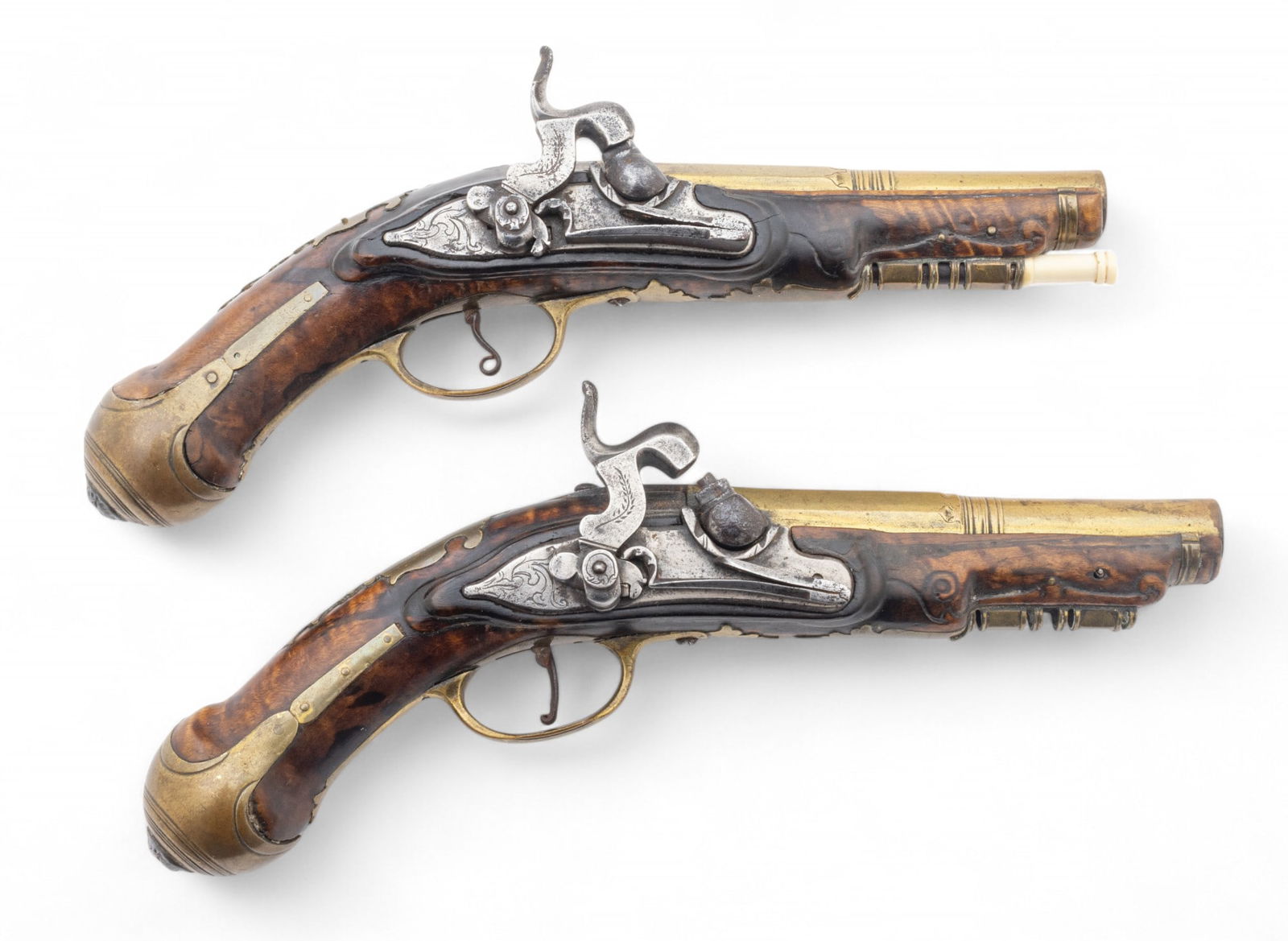 Pair of European Percussion Cap Dueling Pistols 19th Century, L 9" 2 pcs (1 of 9)