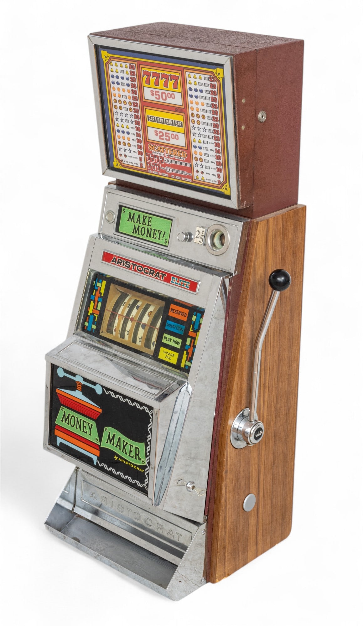 Aristocrat Elite Money Maker Slot Machine Ca. 1961, H 44" W 16.25" Depth 16" (1 of 11)