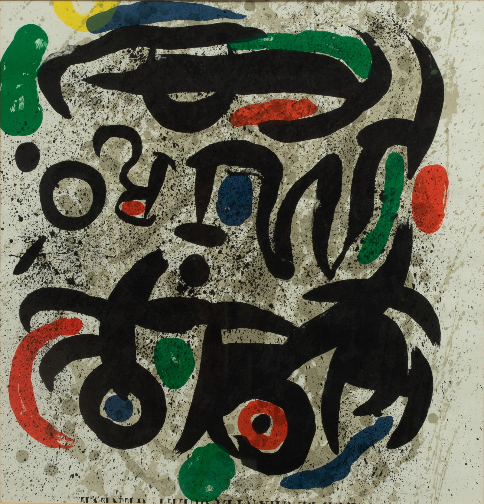 Joan Miro (Spanish, 1893-1893) Lithograph in Colors, Exhibition Poster Galerie Gerald Cramer, Ca.: Joan Miro (Spanish, 1893-1893) Lithograph in Colors, Exhibition Poster Galerie Gerald Cramer, Ca. 1969, H 19" W 19" | Frame measures H 24.75" X W 24". Provenance: Sold to benefit a prominent Berkley, 