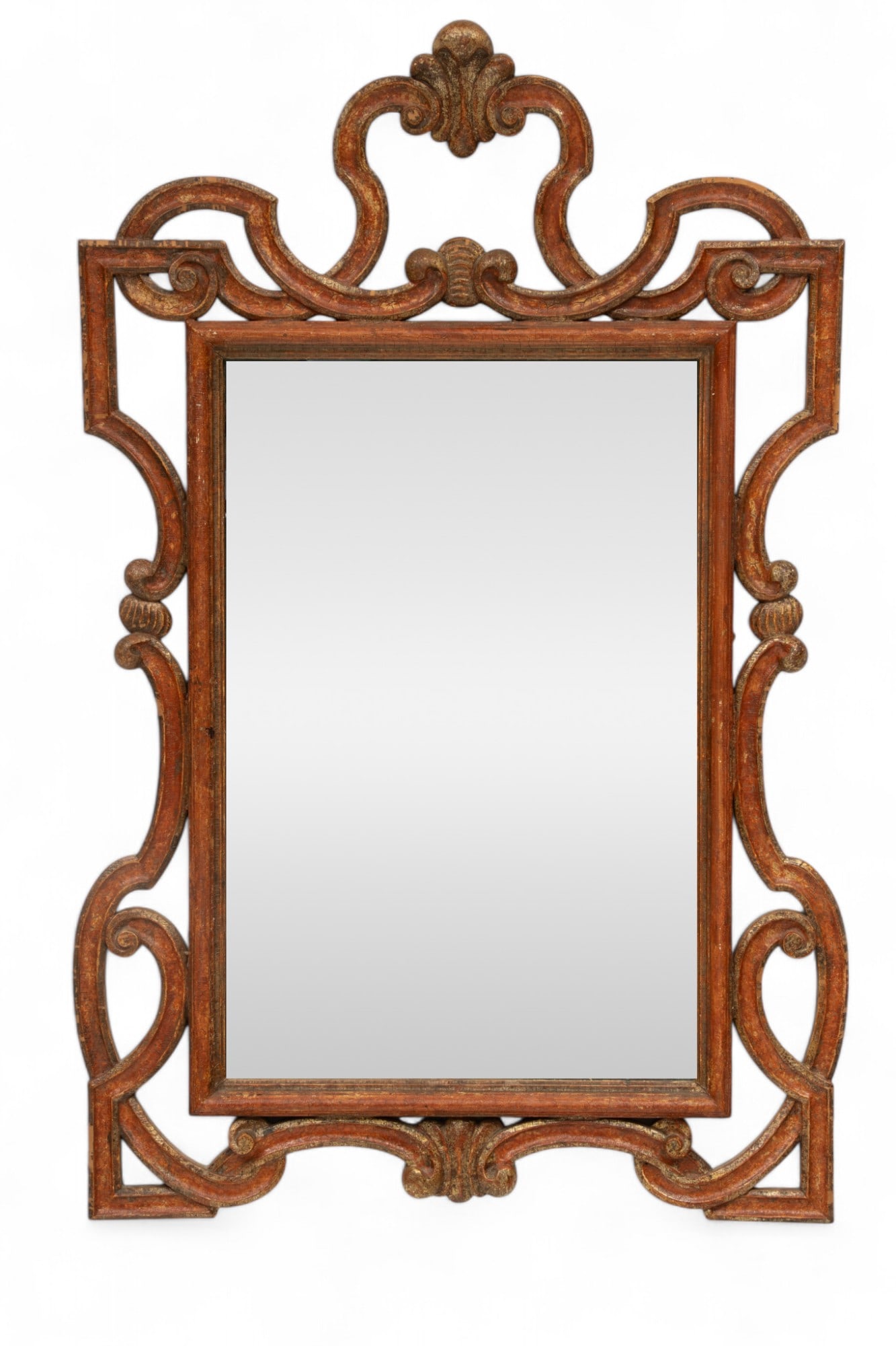Italian Carved Wood Wall Mirror, Ca. 1960, H 44" W 29" (1 of 3)