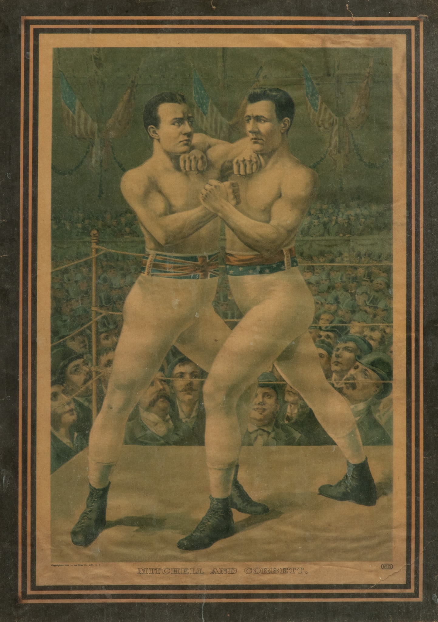 Jim Corbett Vs. Charles Mitchell Fight Poster H 13.75" W 9.75" (1 of 5)