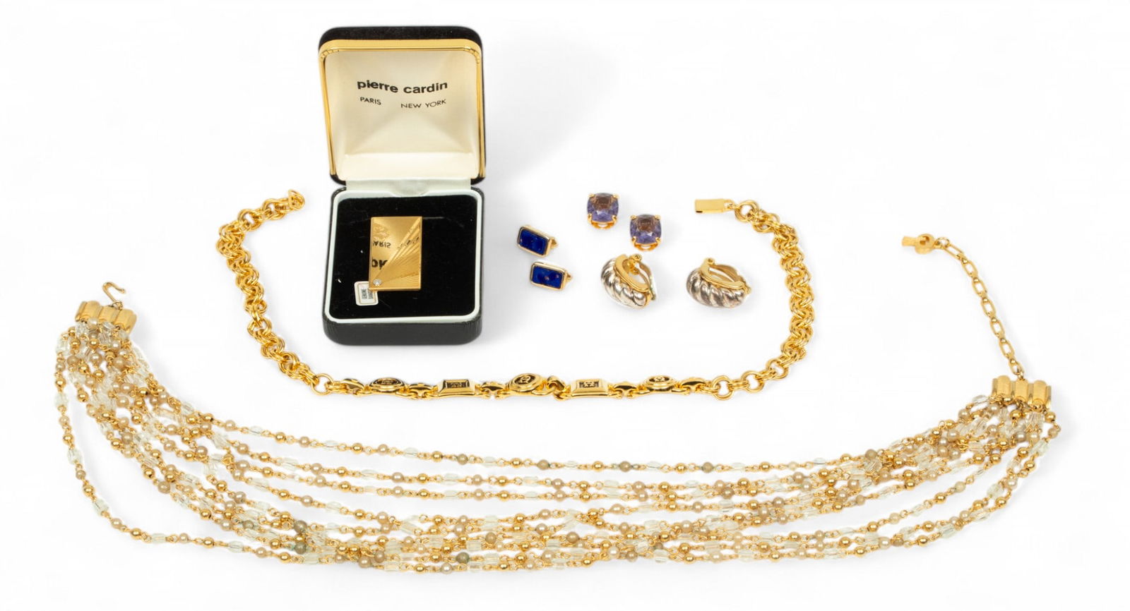 Dior, Swarovski & Oscar De La R. Earrings, Puccini Necklace, Pierre Cardin Money Clip 9 pcs (1 of 4)