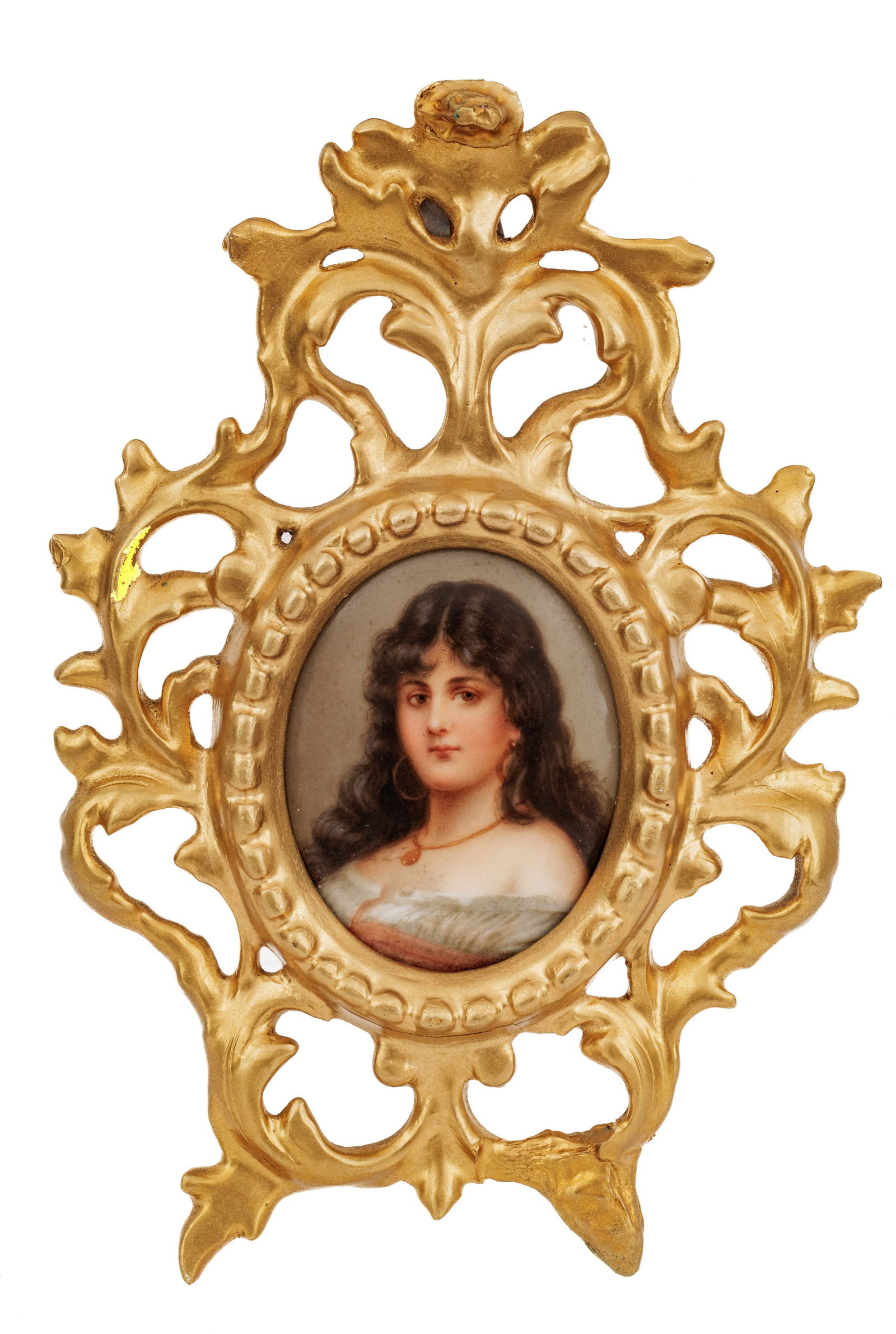 German Painting on Porcelain Ca. 19th.c., H 2.4'' W 1.7'' (1 of 3)