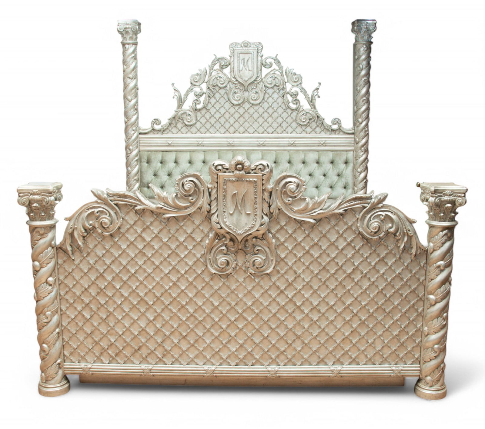 Phyllis Morris Silver And Gilt Spiral Post King Size Bed Frame + Samsung 2010 Flatscreen TV, Ca. (1 of 13)